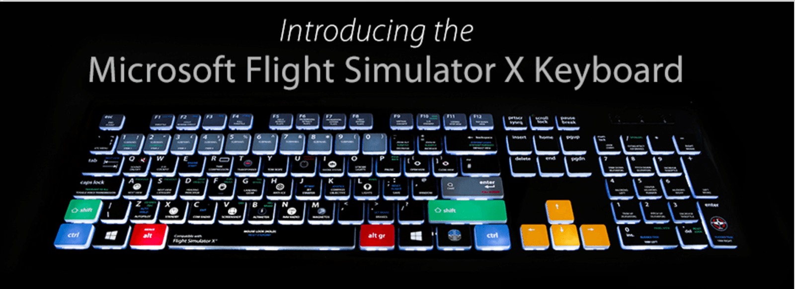 The dedicated backlit keyboard for Microsoft Flight Simulator X