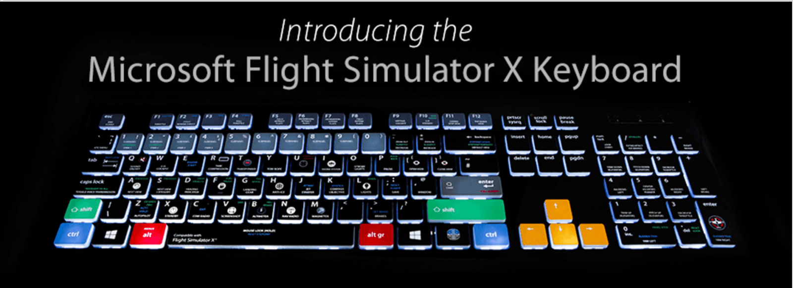 The dedicated backlit keyboard for Microsoft Flight Simulator X - Editors Keys