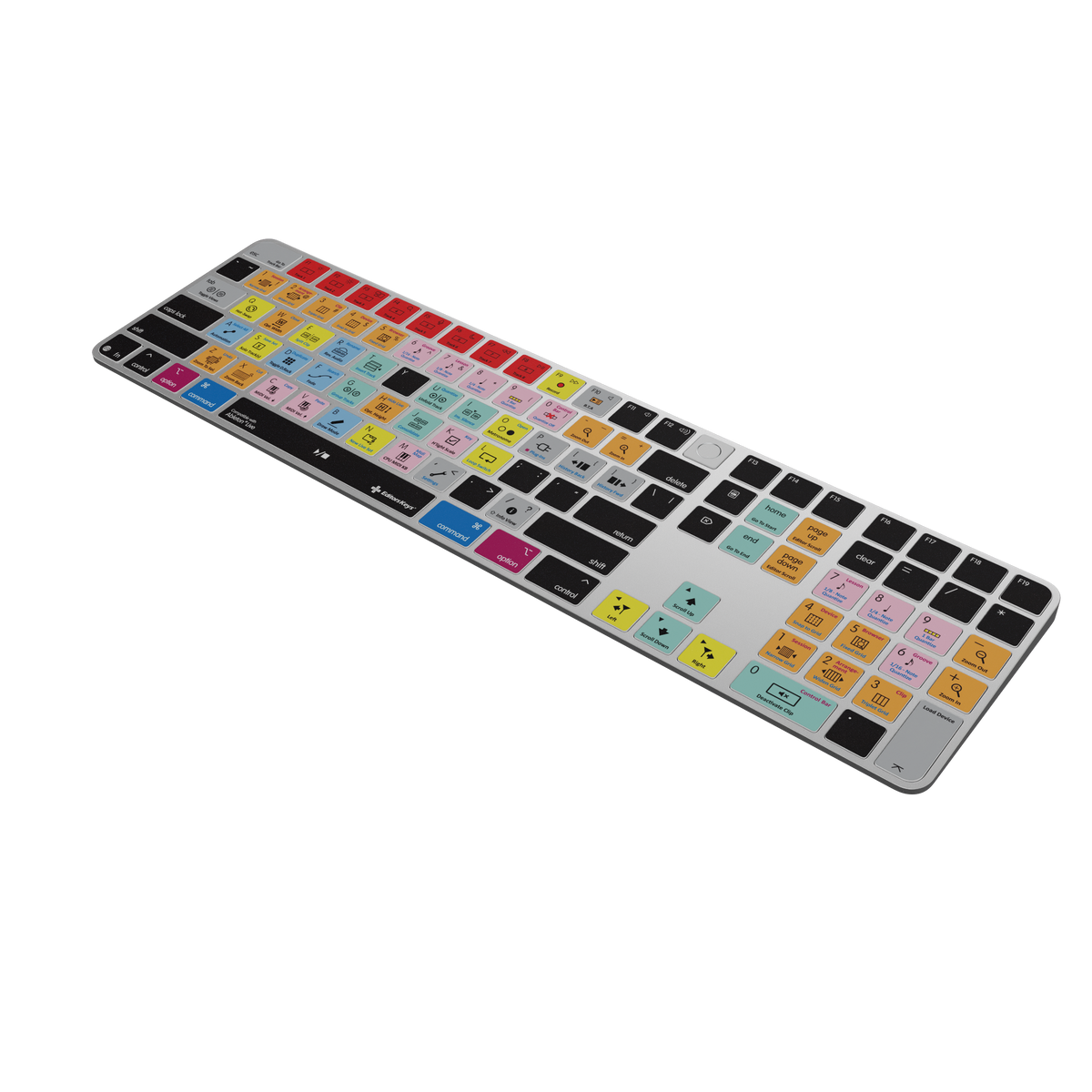Editors Keys Ableton Live shortcut keyboard on a genuine Apple Magic Keyboard with Touch ID, US layout, angled view