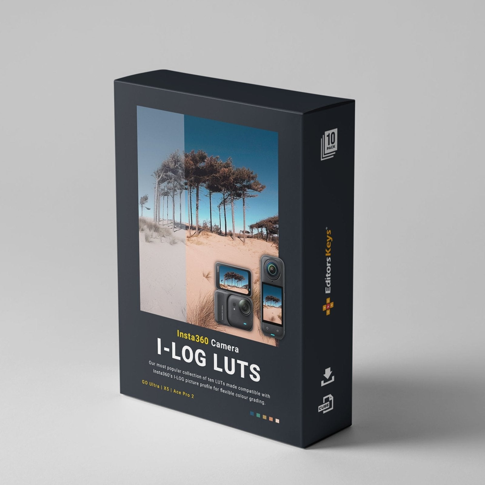 Insta360 Go Ultra & X5 LUTs for I - Log | One Click Fix and Looks 10 Pack - Editors Keys