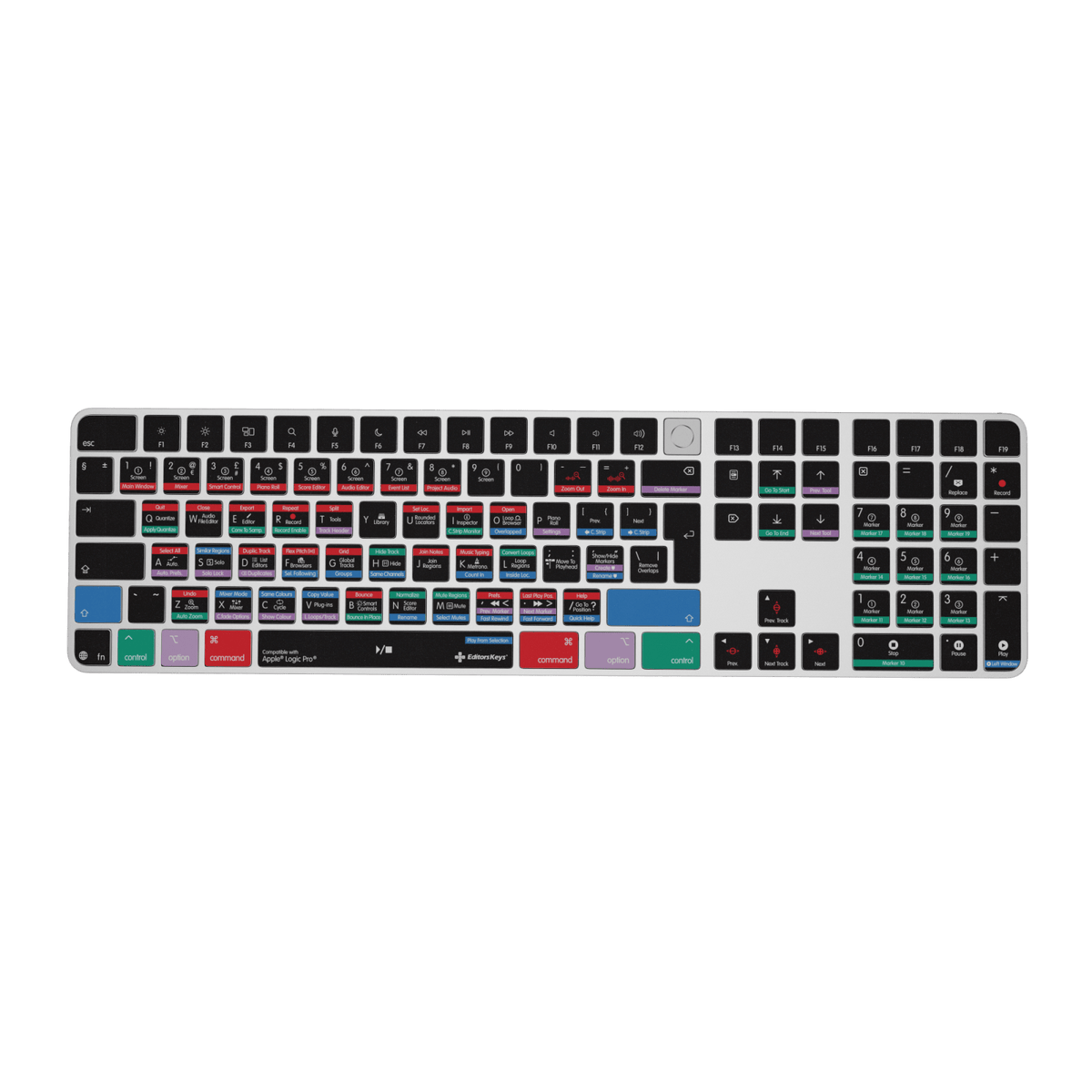 Logic Pro Keyboard – Apple Magic Keyboard with Touch ID & Numeric Keypad - Editors Keys