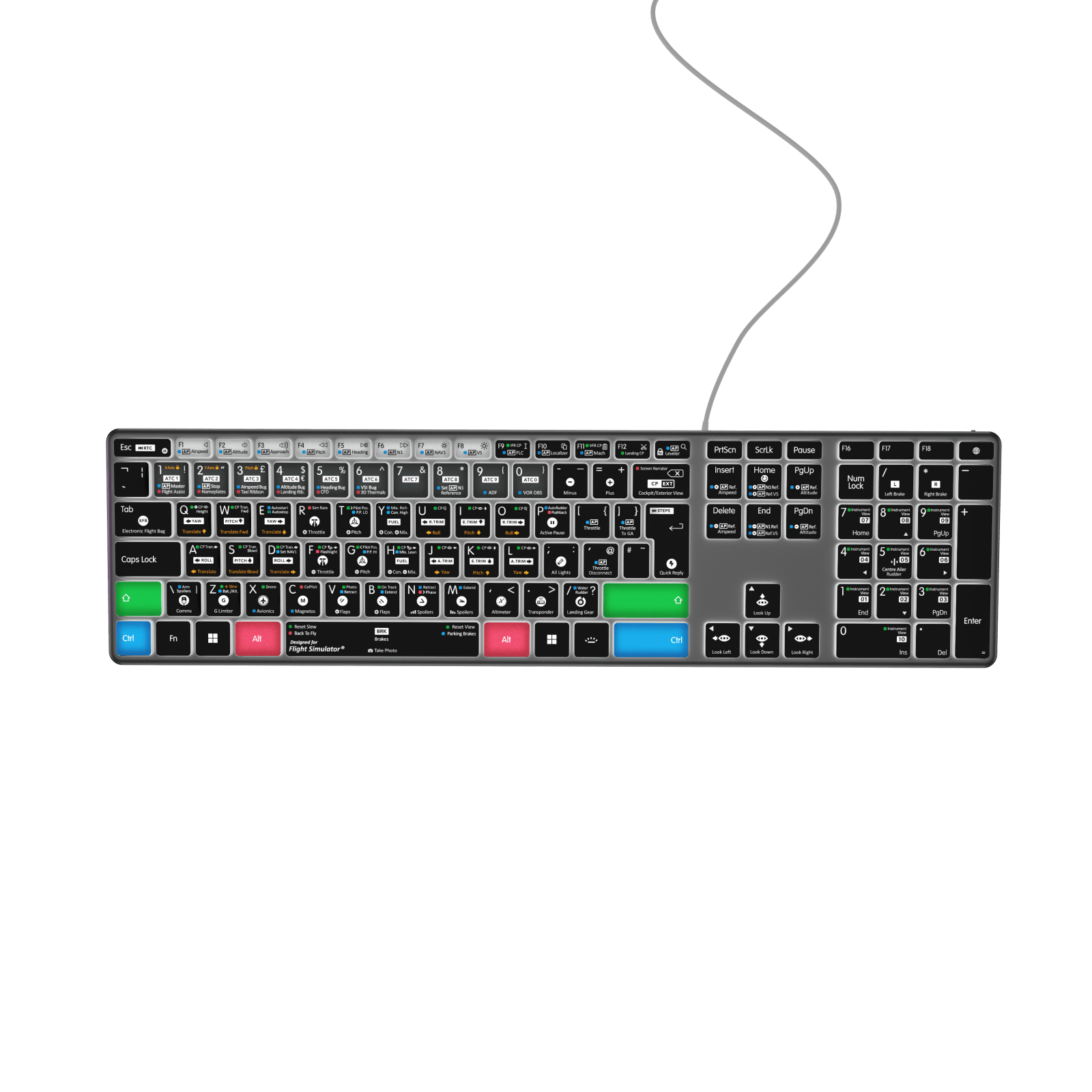 NEW Flight Simulator Keyboard | AB10 Core | Backlit | Wired | PC & Xbox - Editors Keys