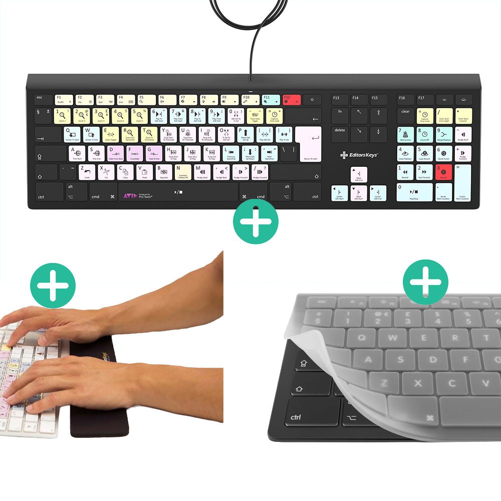 Pro Tools Keyboard, Cover and Wrist Pad Bundle - Editors Keys