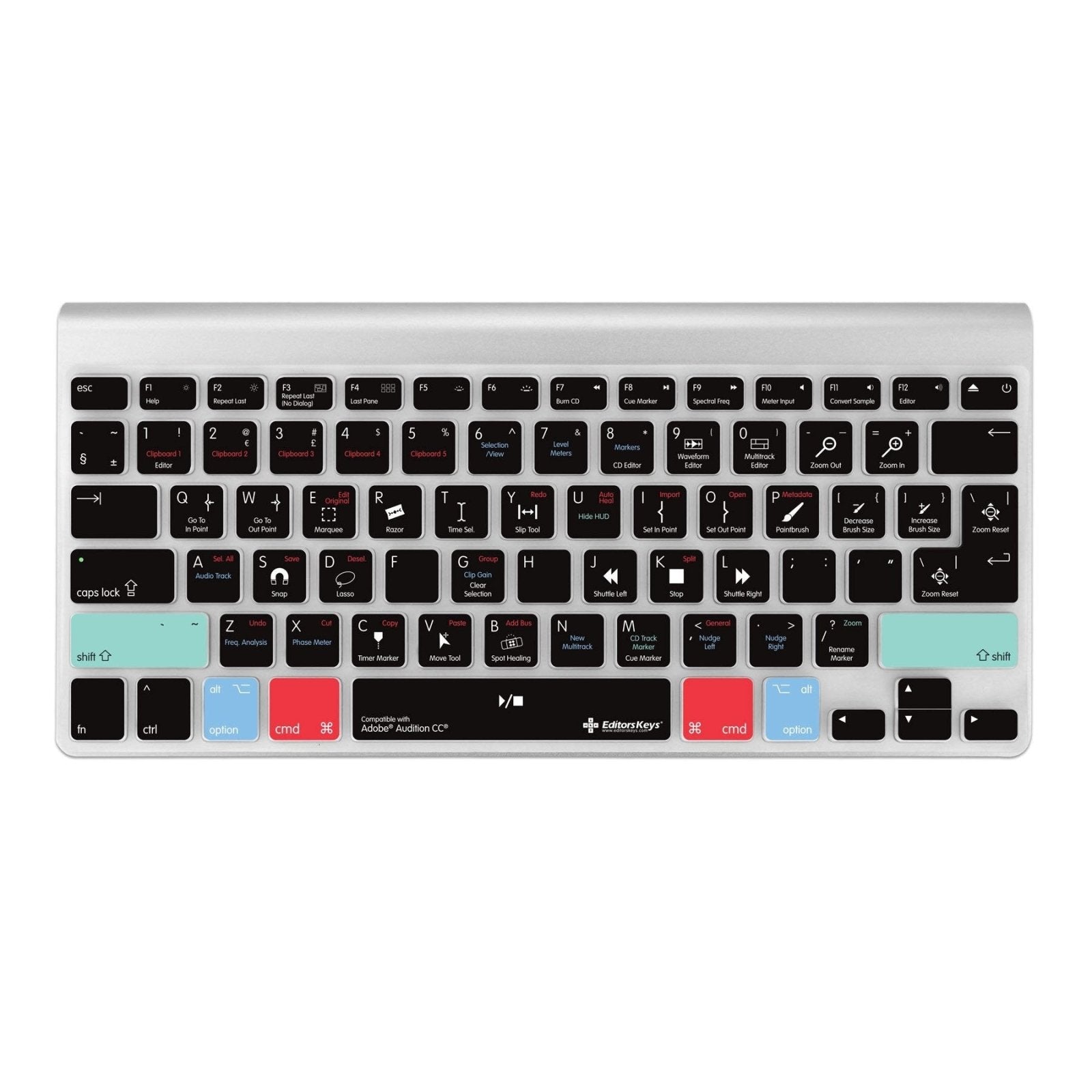 Adobe Audition Keyboard Covers for MacBook and iMac - Editors Keys