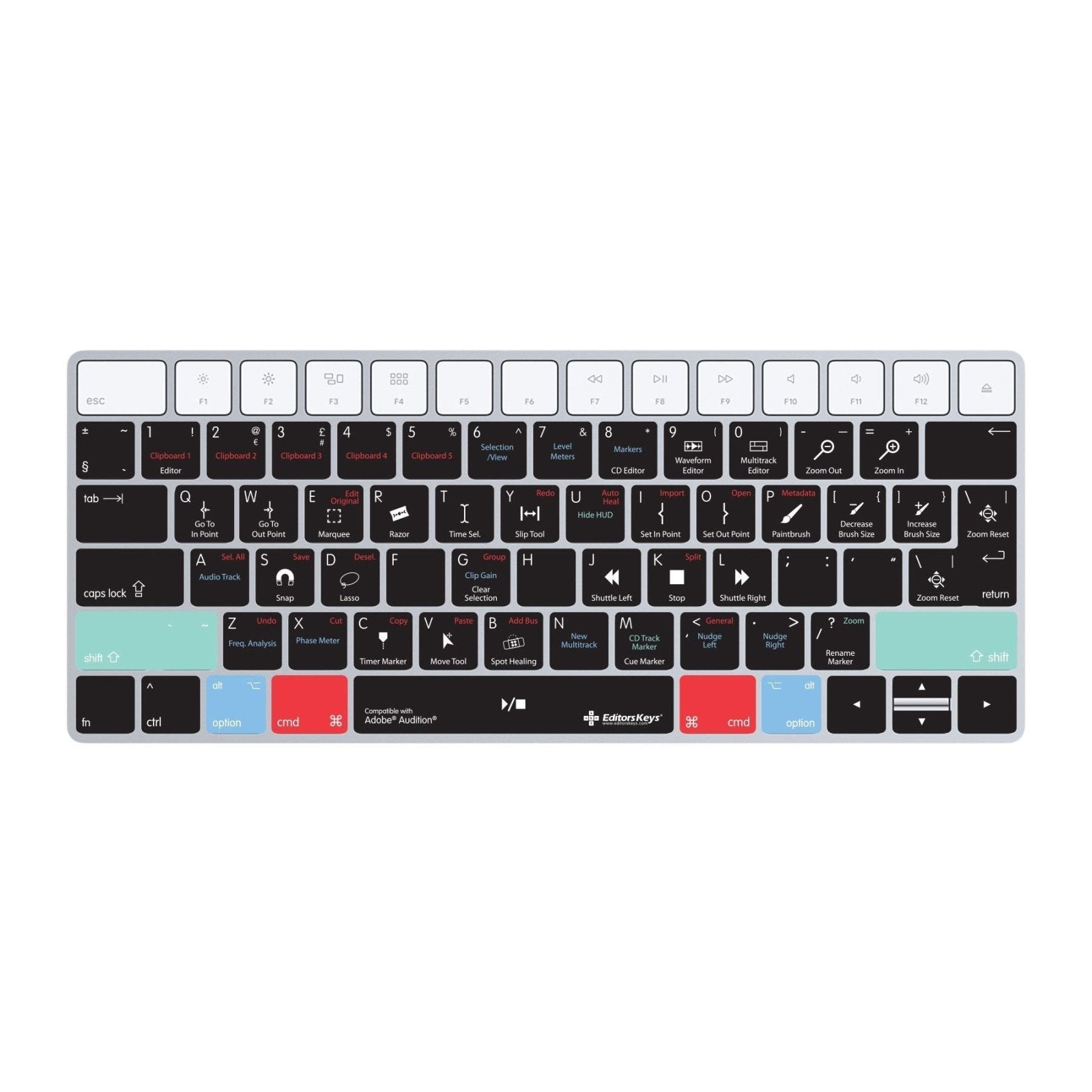 Adobe Audition Keyboard Covers for MacBook and iMac - Editors Keys