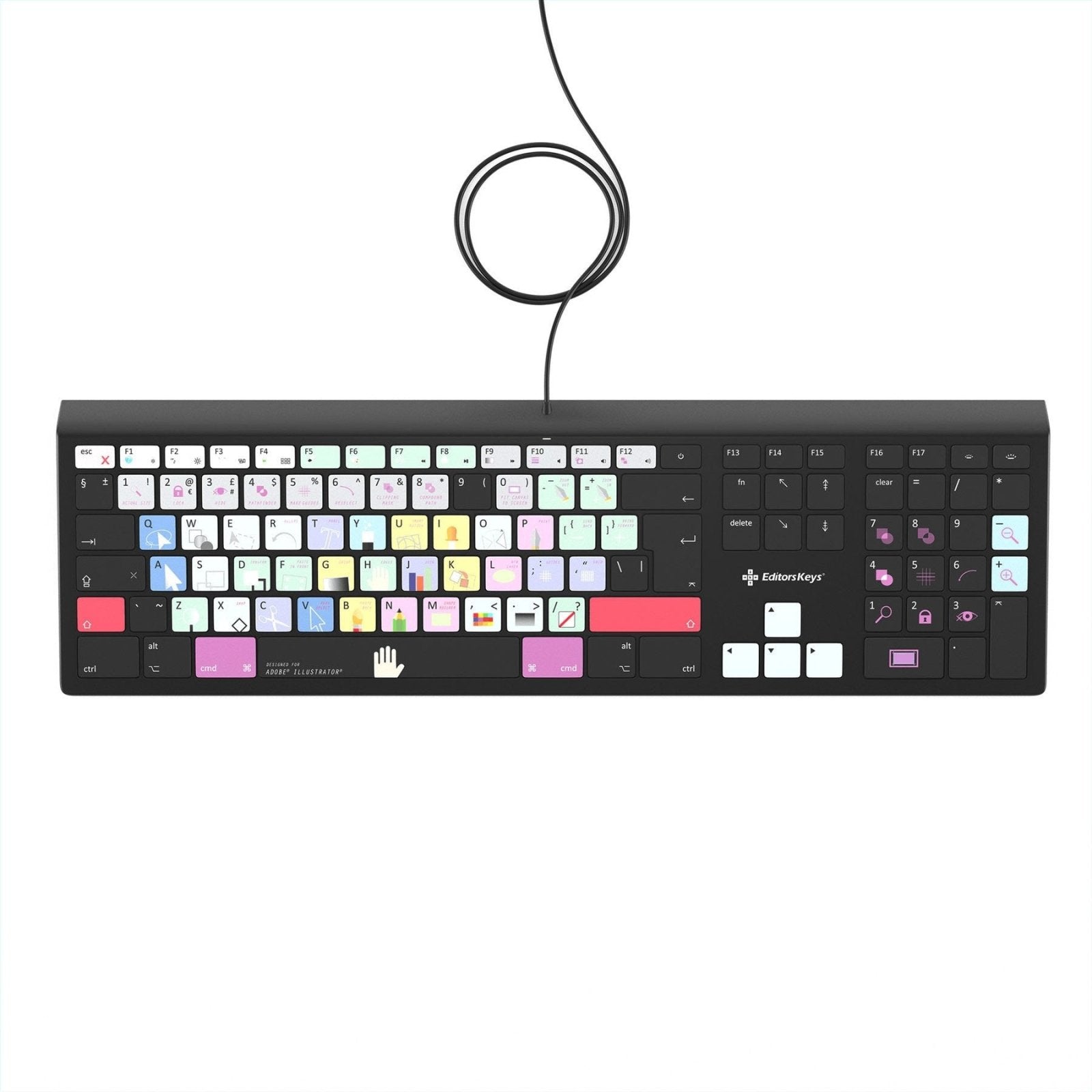 Adobe Illustrator Keyboard - Backlit Mac or PC - Editors Keys