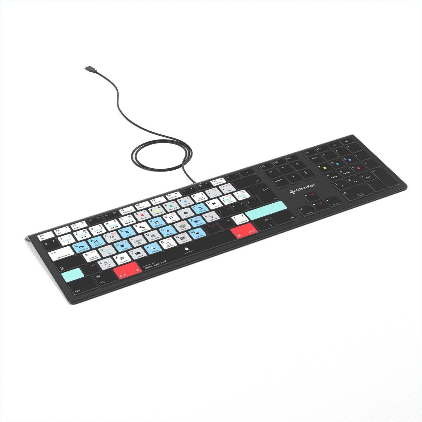 Adobe Lightroom Keyboard - Backlit Mac or PC - Editors Keys