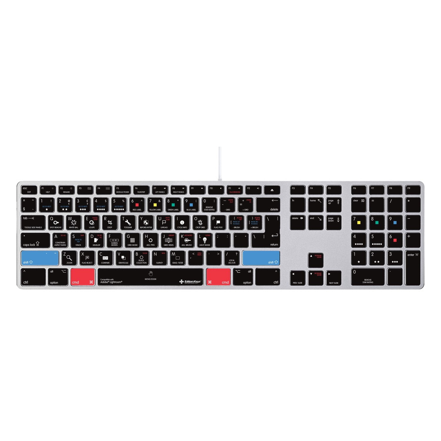 Adobe Lightroom Keyboard Covers for MacBook and iMac - Editors Keys