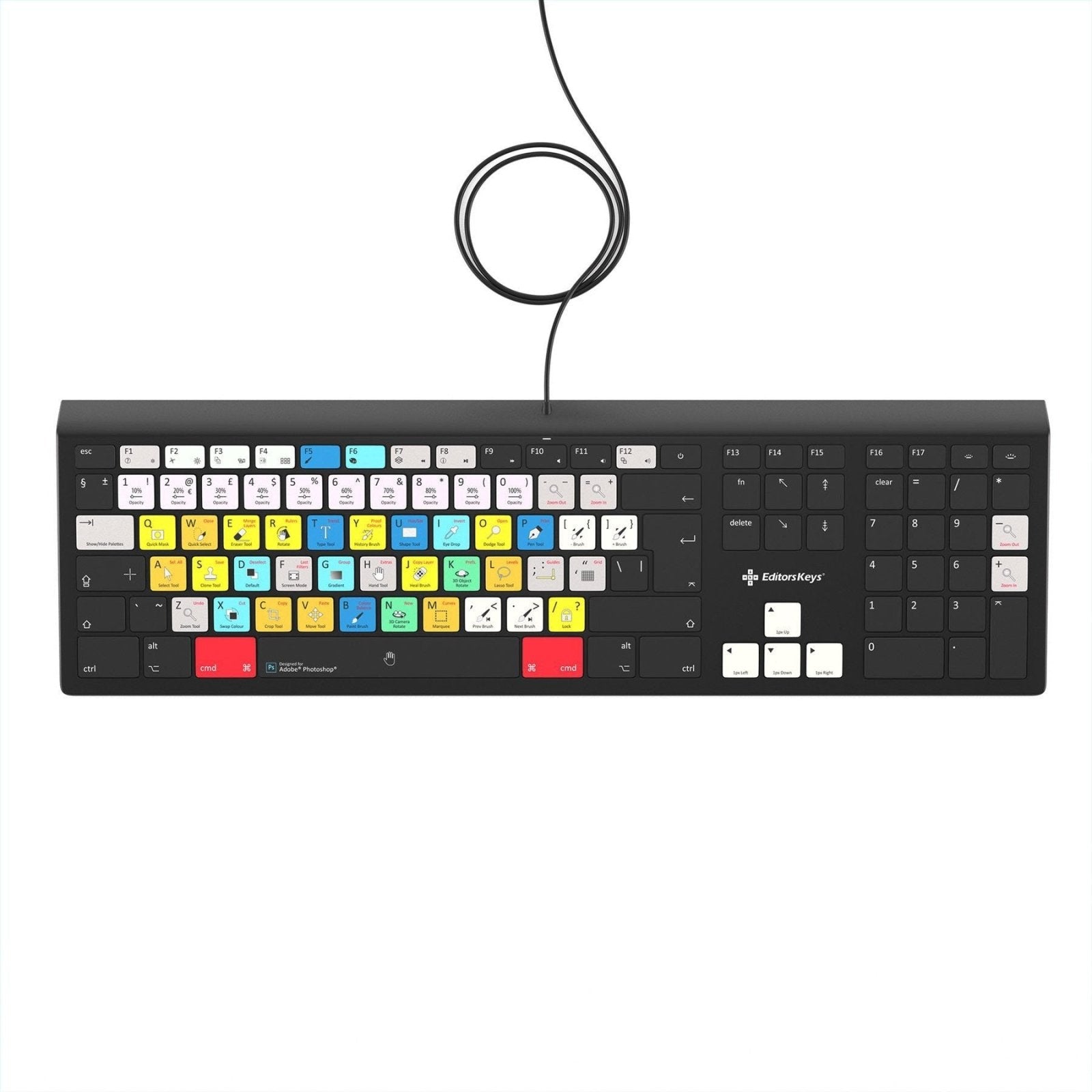 Adobe Photoshop Keyboard - Backlit - For Mac or PC - Editors Keys