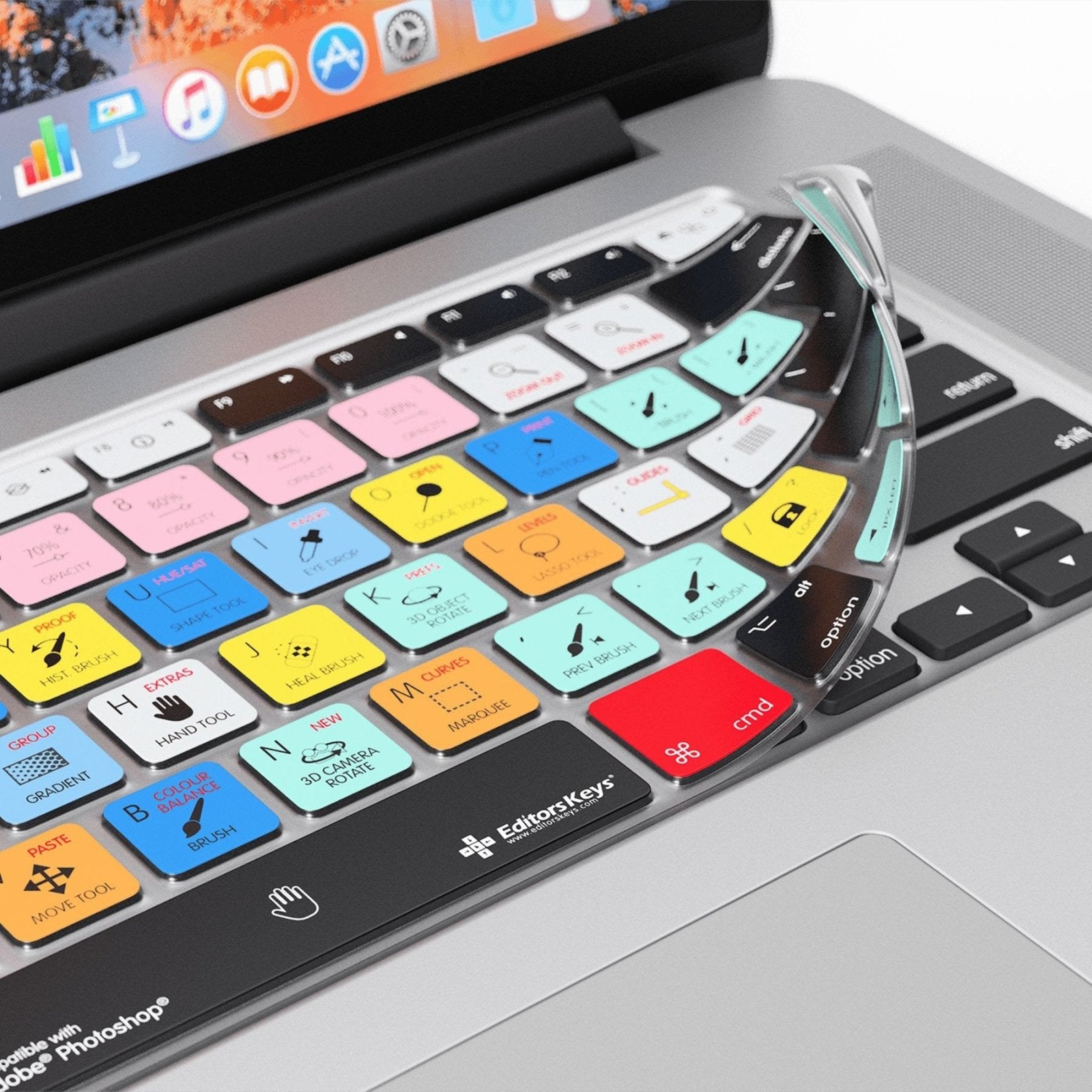 Adobe Photoshop Keyboard Covers for MacBook and iMac - Editors Keys