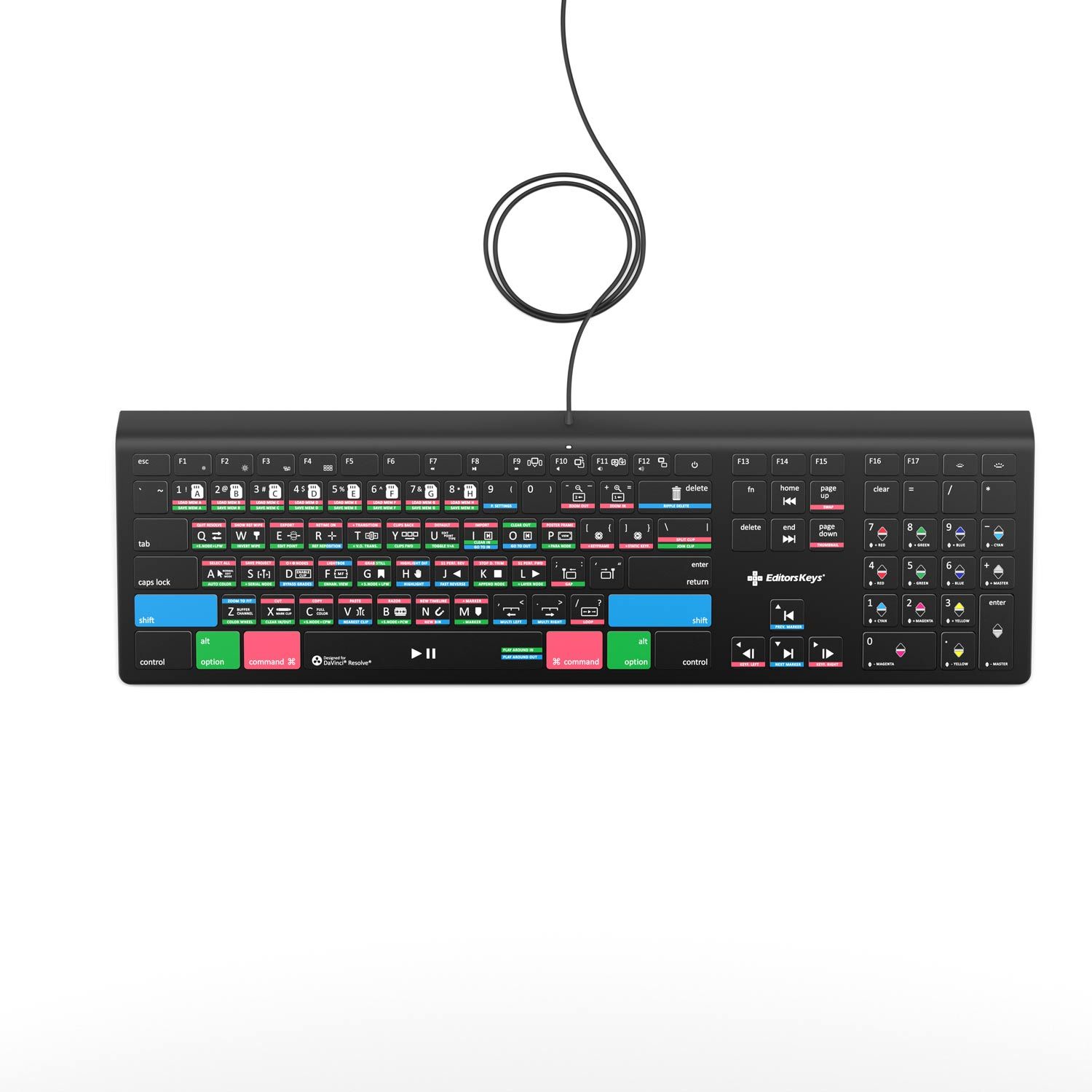 DaVinci Resolve 18 Keyboard - Backlit Mac or PC - Editors Keys