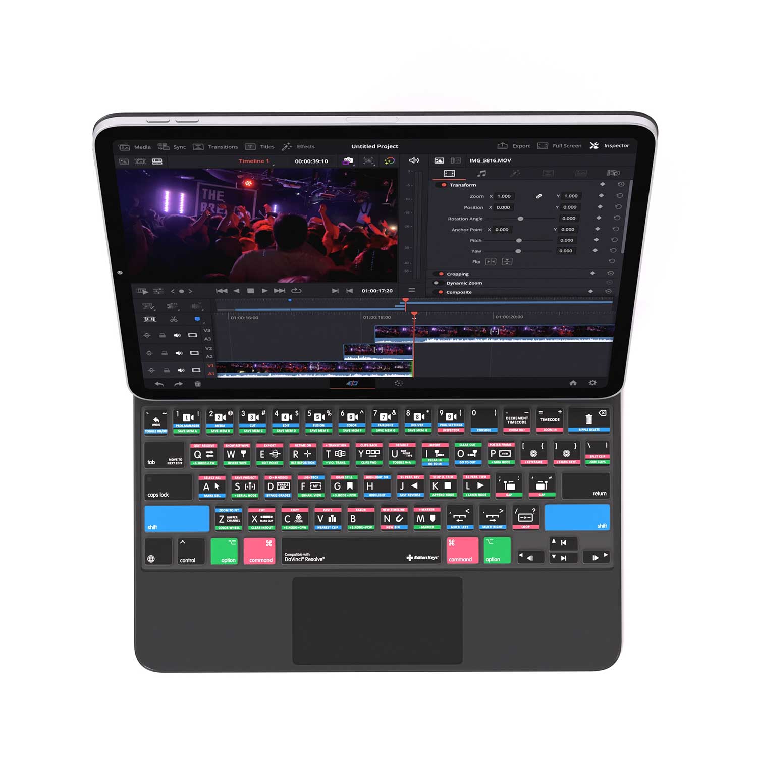 Davinci Resolve Keyboard Cover for iPad Magic Case - Editors Keys