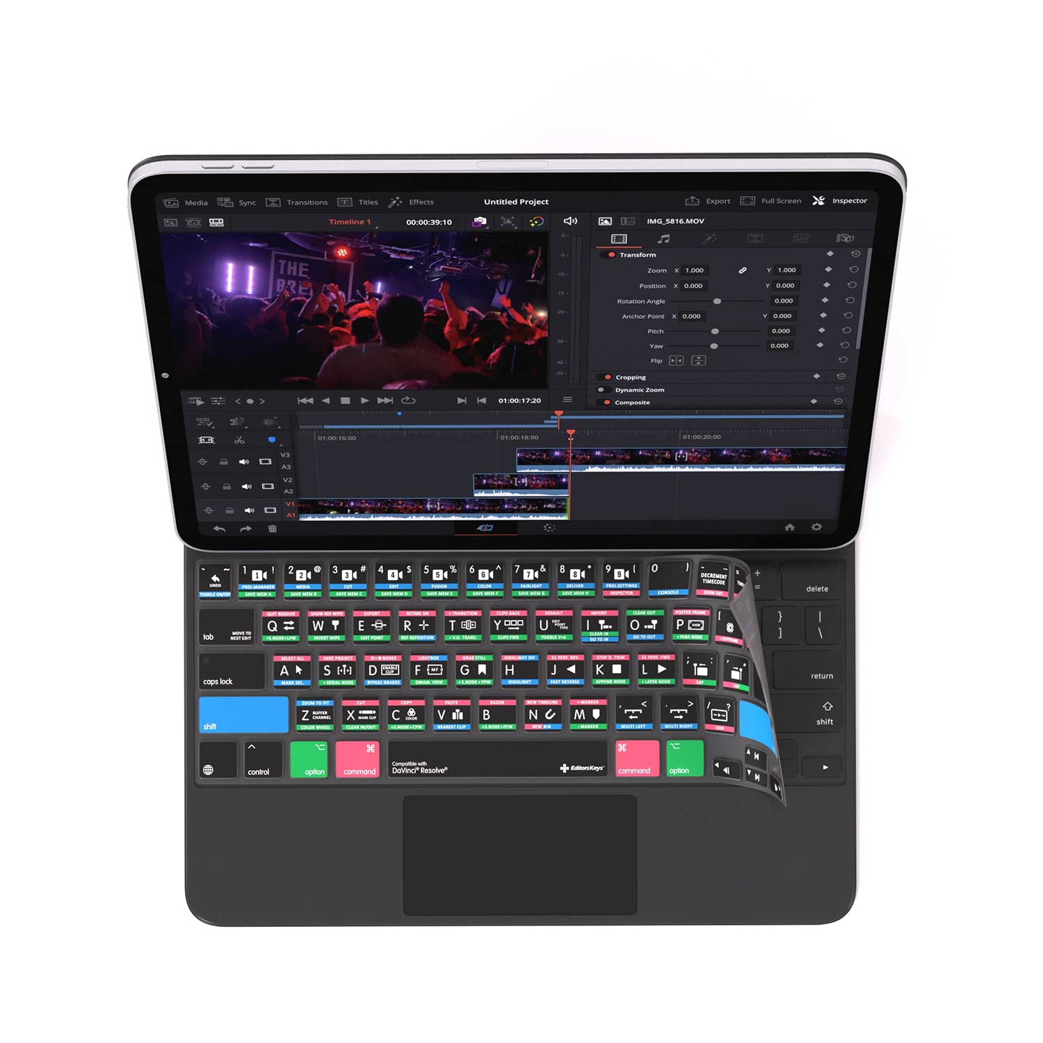 Davinci Resolve Keyboard Cover for iPad Magic Case - Editors Keys