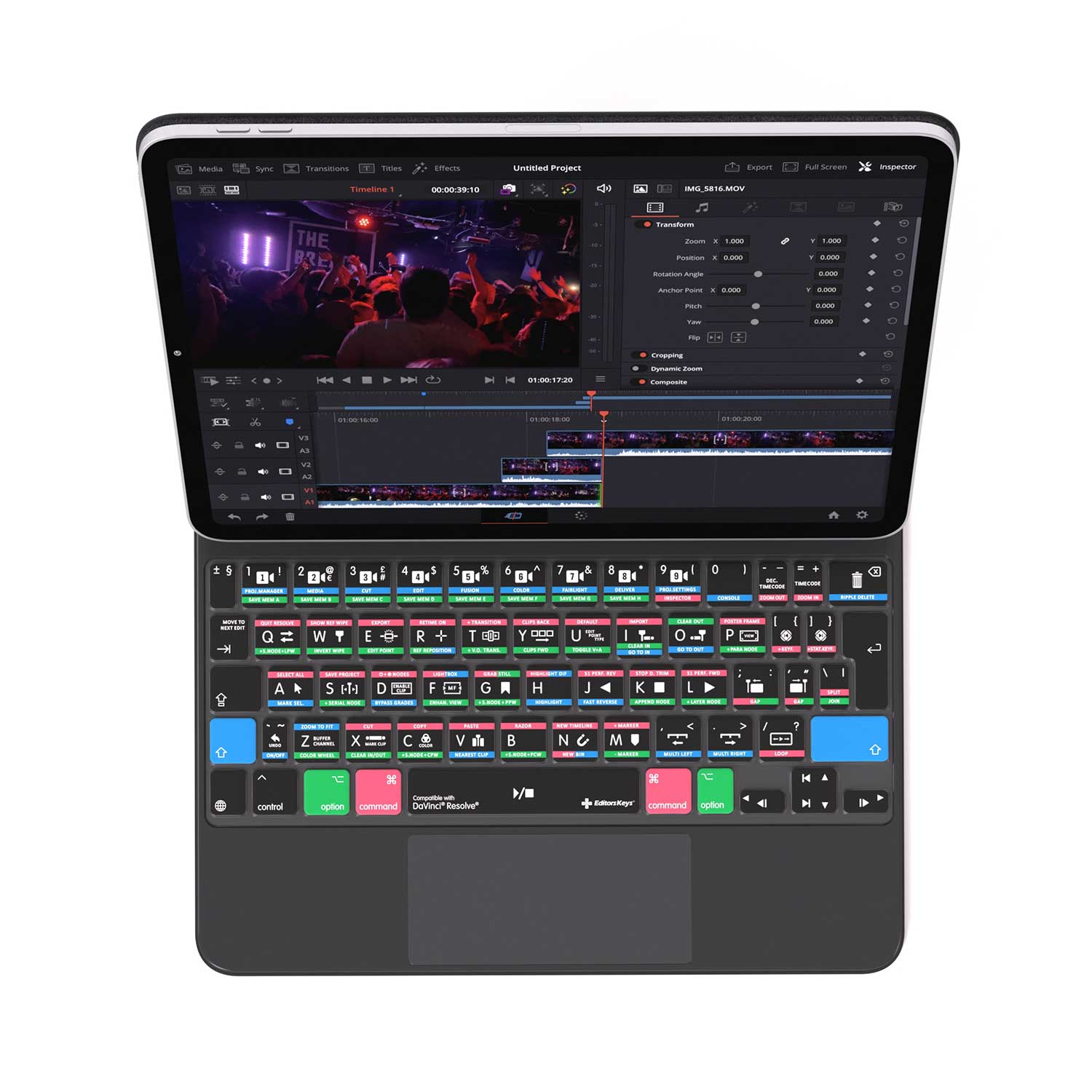 Davinci Resolve Keyboard Cover for iPad Magic Case - Editors Keys