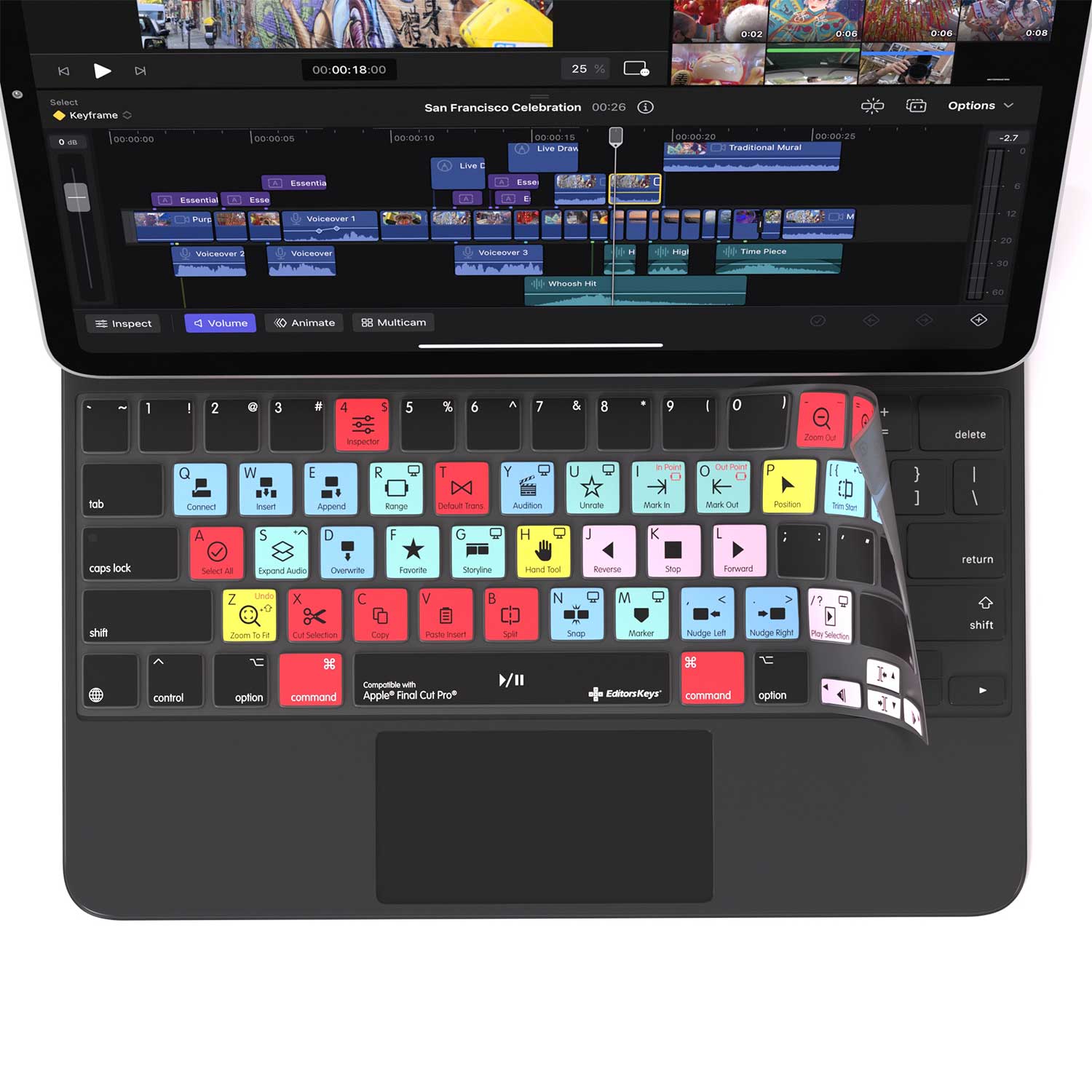 Final Cut Pro Keyboard Cover for iPad Magic Case - Editors Keys