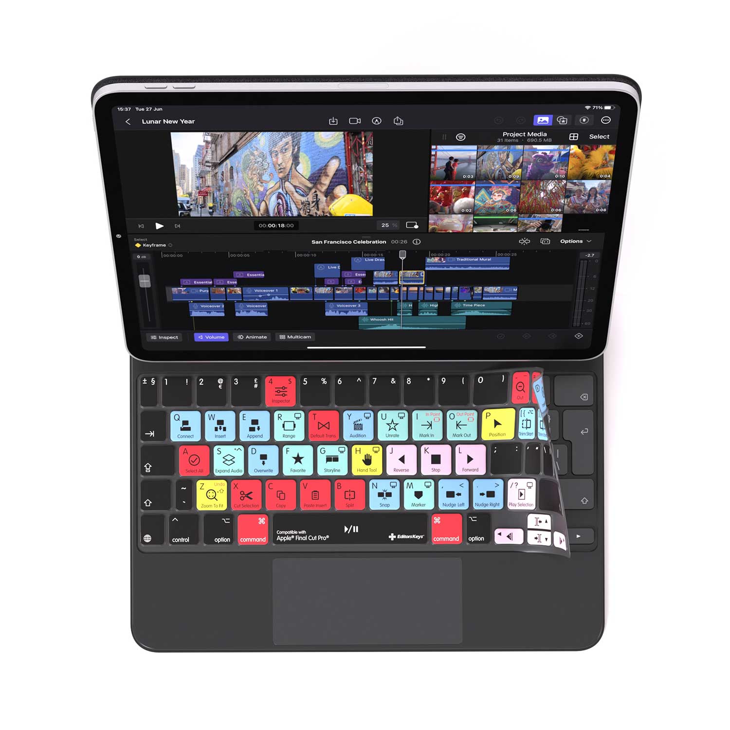 Final Cut Pro Keyboard Cover for iPad Magic Case - Editors Keys