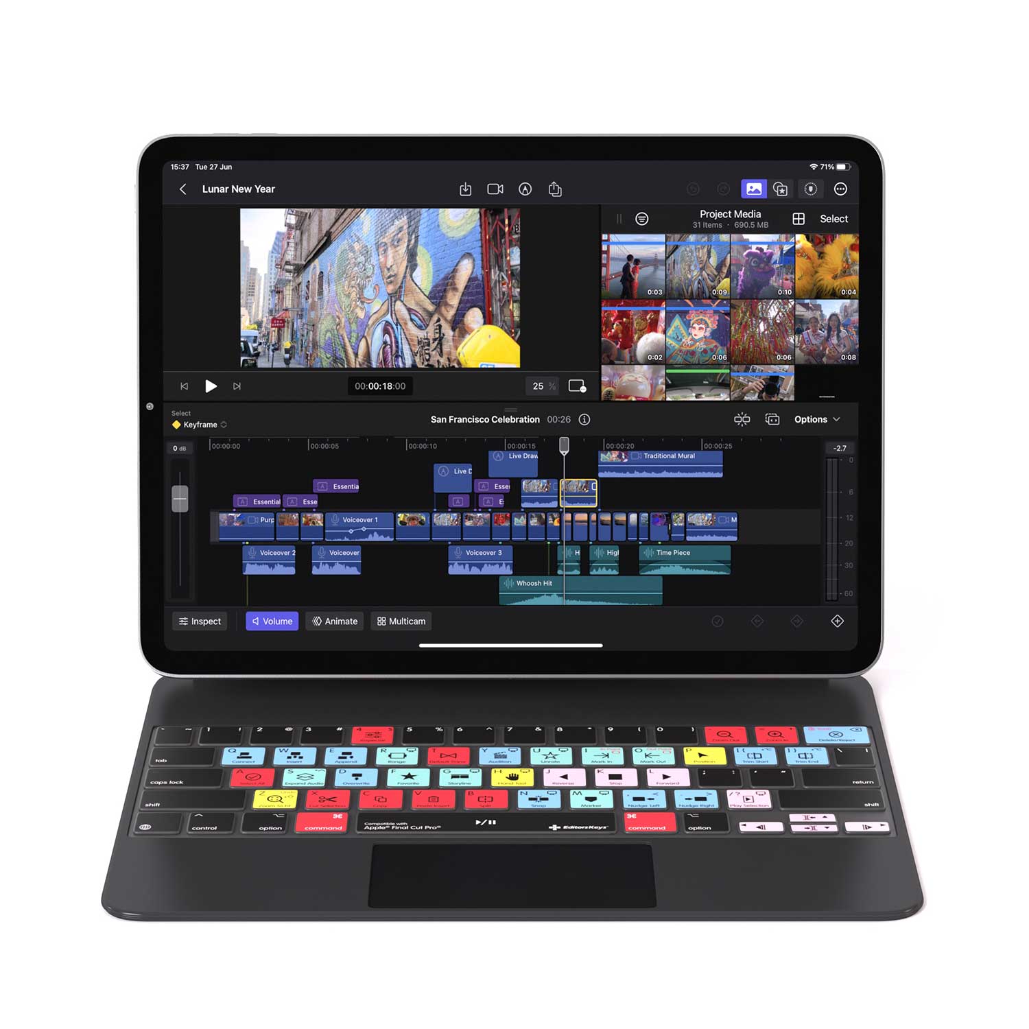 Final Cut Pro Keyboard Cover for iPad Magic Case - Editors Keys