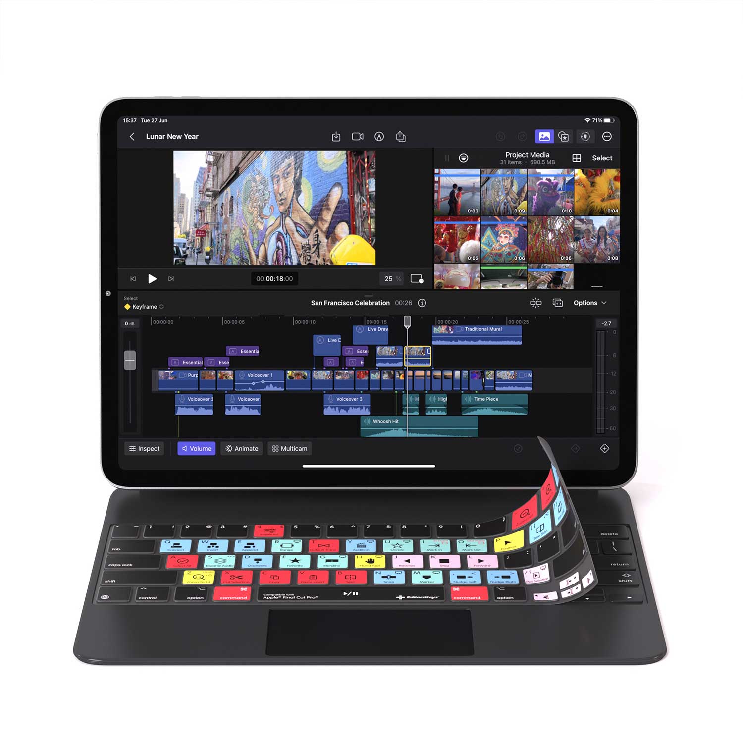 Final Cut Pro Keyboard Cover for iPad Magic Case - Editors Keys