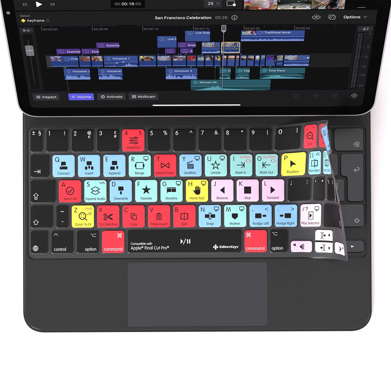 Final Cut Pro Keyboard Cover for iPad Magic Case - Editors Keys