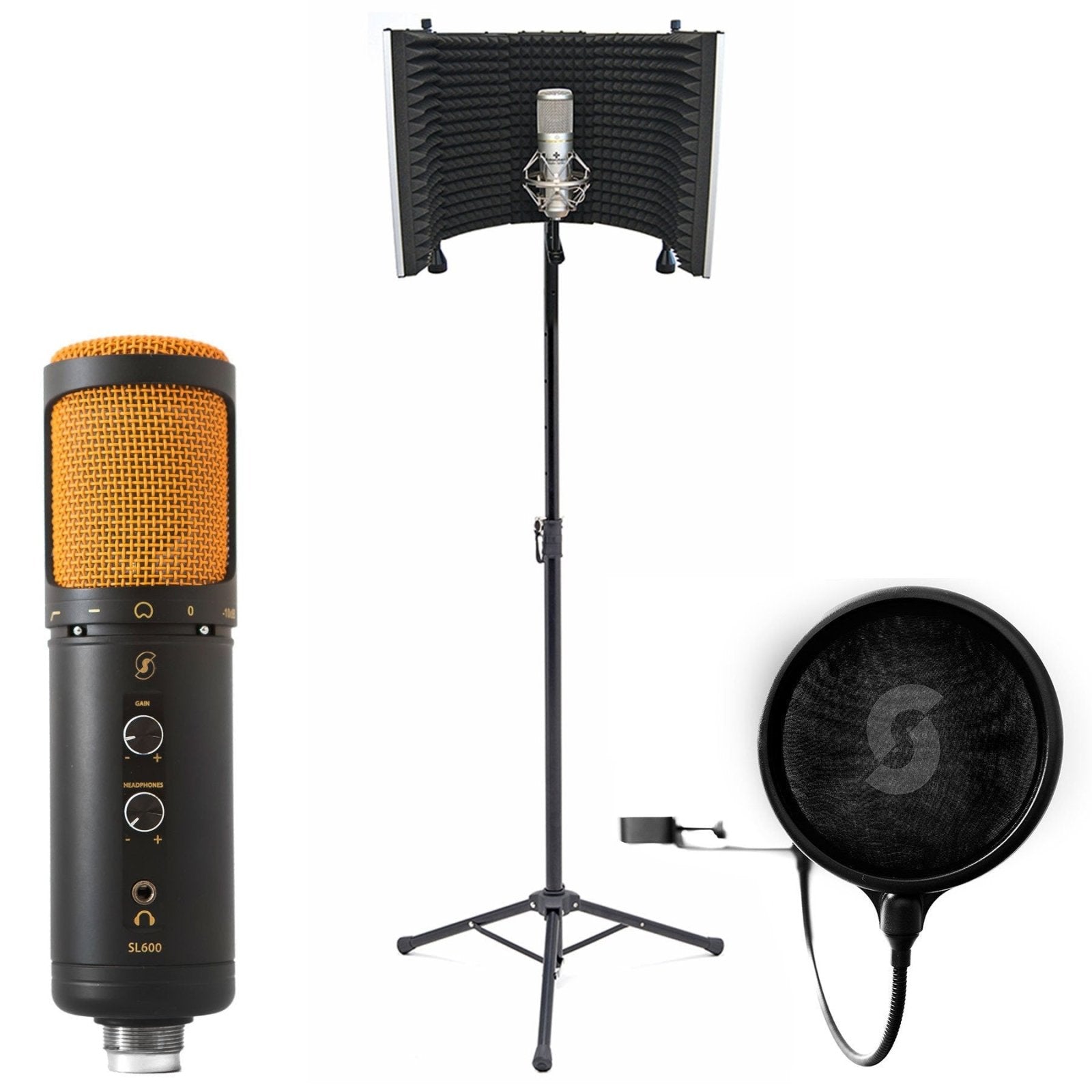 Vocal Booth Pro, USB Microphone & Pop Filter Bundle