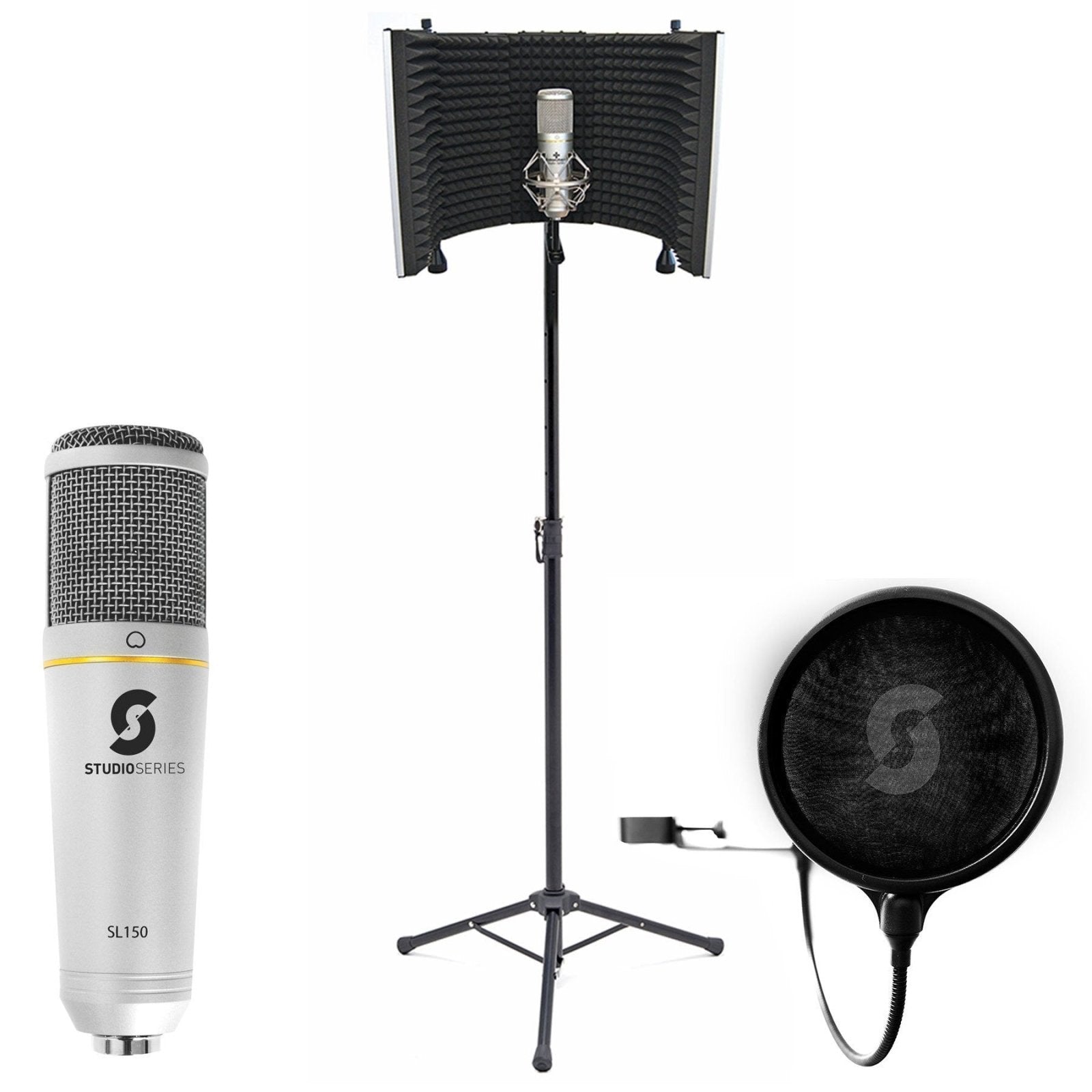 Vocal Booth Pro, USB Microphone & Pop Filter Bundle