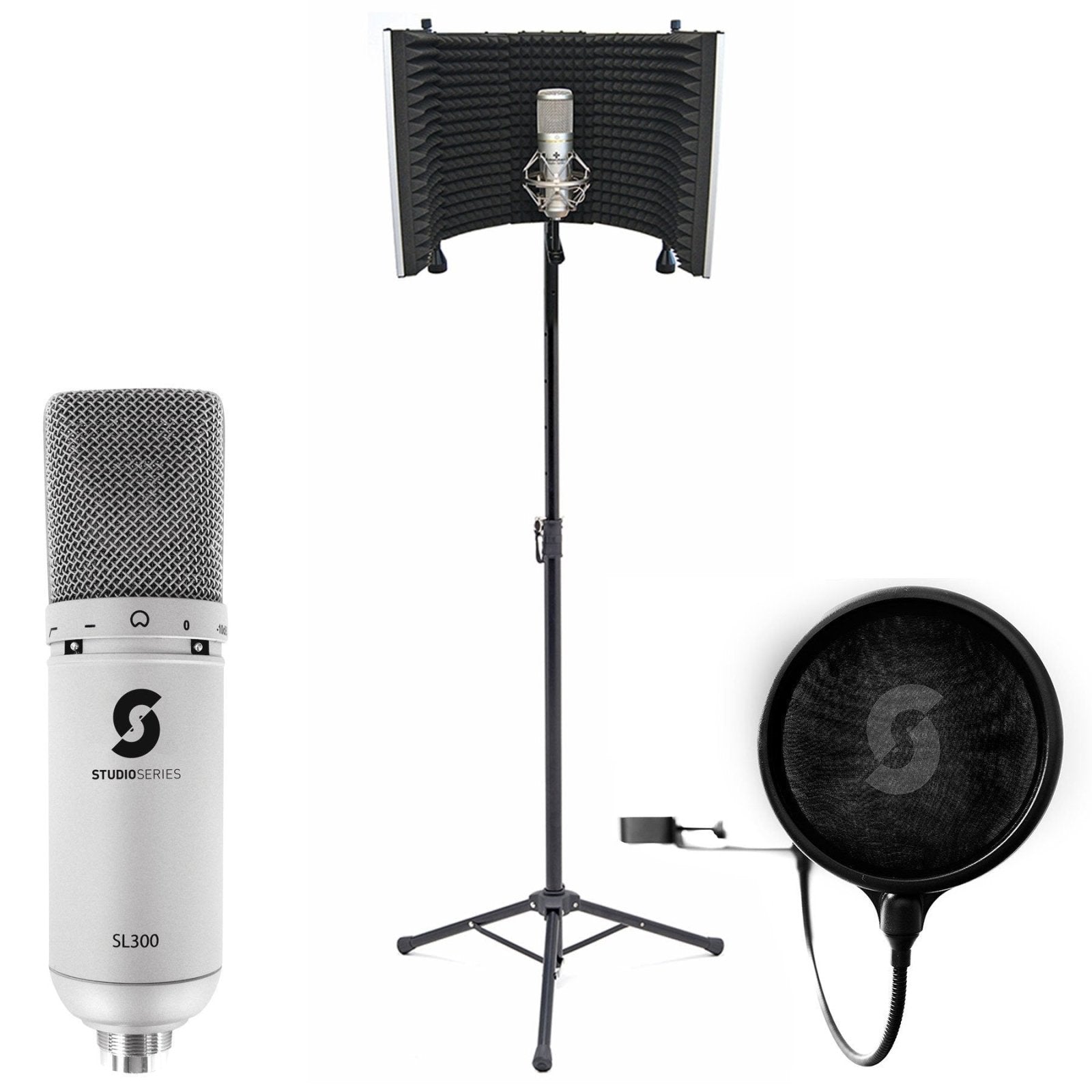 Vocal Booth Pro, USB Microphone & Pop Filter Bundle