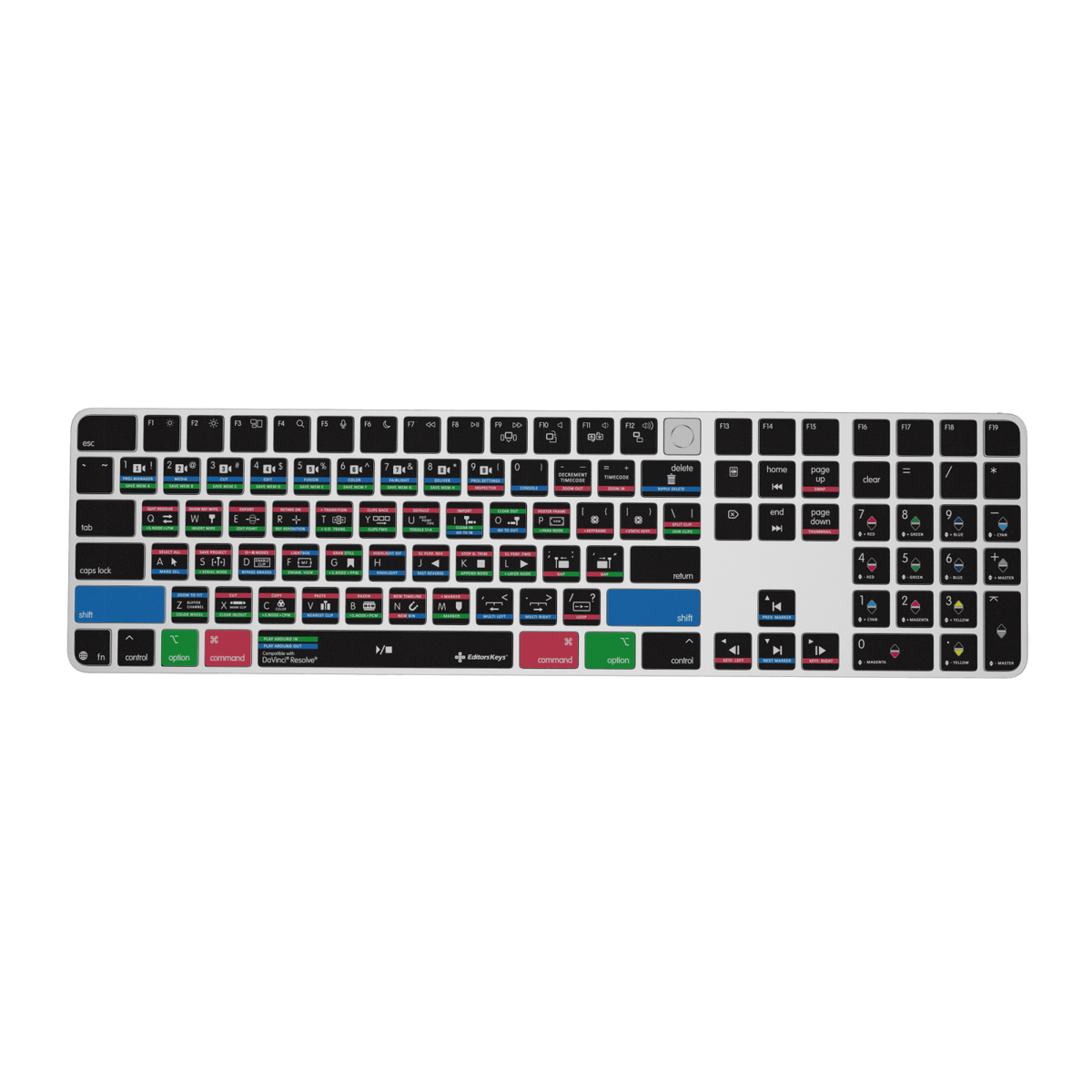 DaVinci Resolve Keyboard – Apple Magic Keyboard with Touch ID & Numeric Keypad - Editors Keys