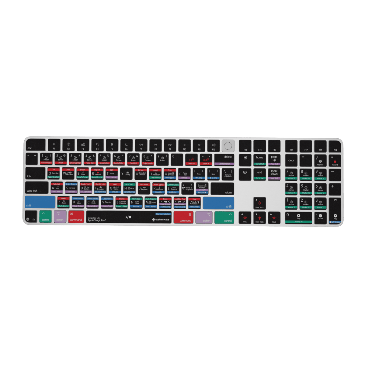 Logic Pro Keyboard – Apple Magic Keyboard with Touch ID & Numeric Keypad - Editors Keys
