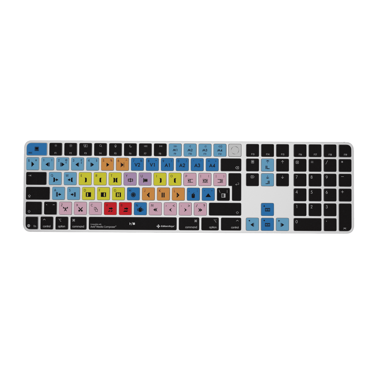 Media Composer Keyboard – Apple Magic Keyboard with Touch ID & Numeric Keypad - Editors Keys