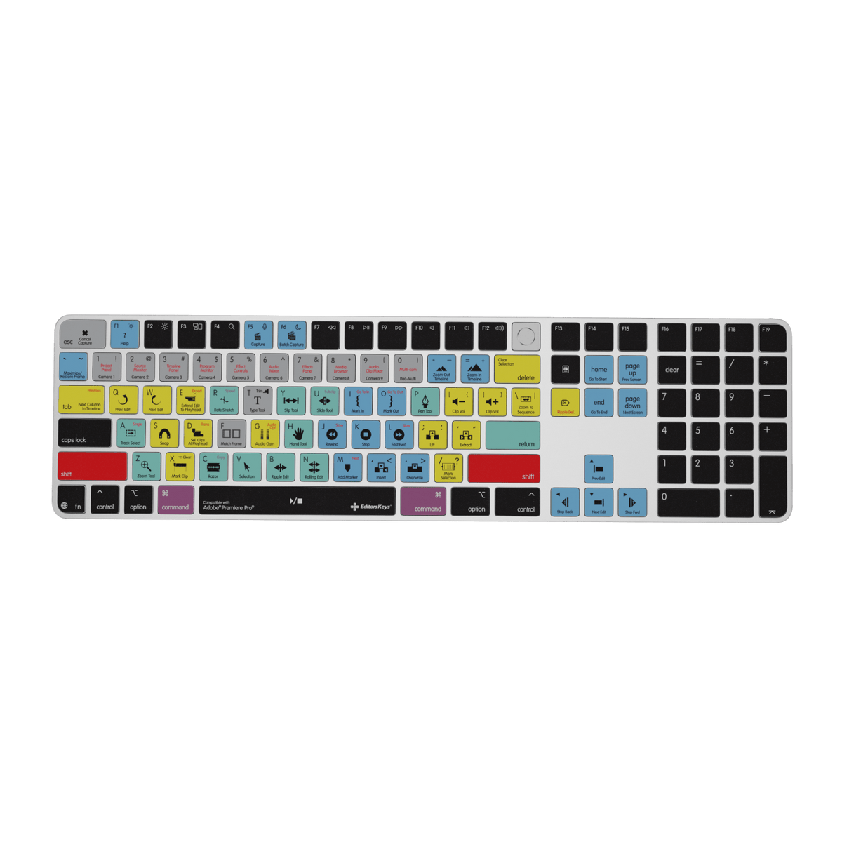 Premiere Pro Keyboard – Apple Magic Keyboard with Touch ID & Numeric Keypad - Editors Keys