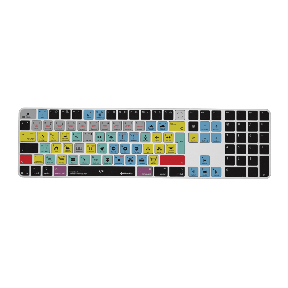 Premiere Pro Keyboard – Apple Magic Keyboard with Touch ID & Numeric Keypad - Editors Keys