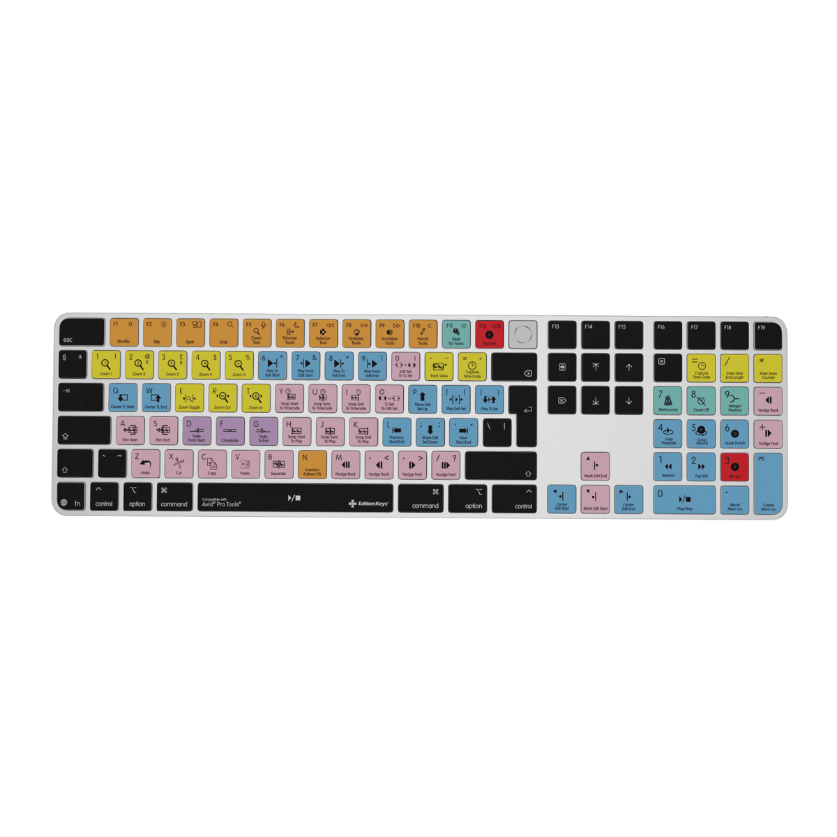 Avid Pro Tools keyboard by Editors Keys: Apple Magic Keyboard with Touch ID & Numeric Keypad