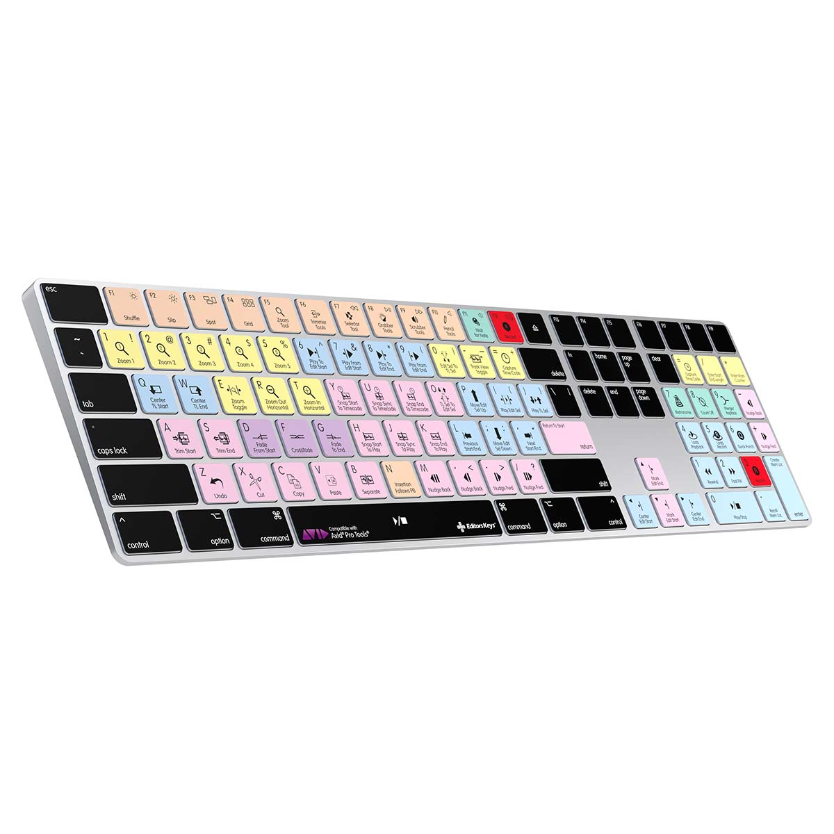 Apple Magic Keyboard with Avid Pro Tools Shortcuts US Numeric from side