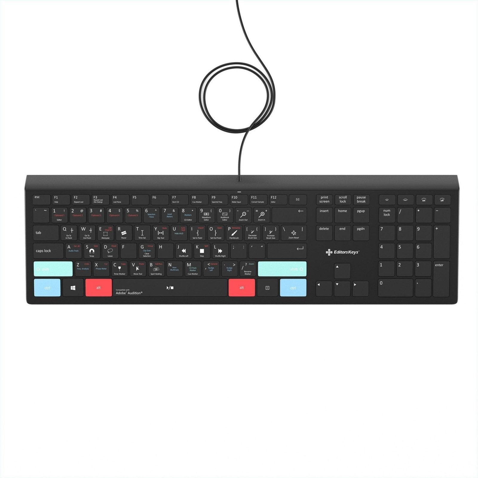 Adobe Audition Keyboard - Backlit Mac & PC - Editors Keys