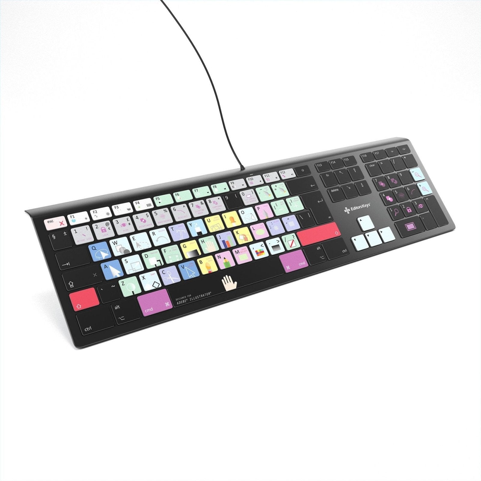 Adobe Illustrator Keyboard - Backlit Mac or PC - Editors Keys