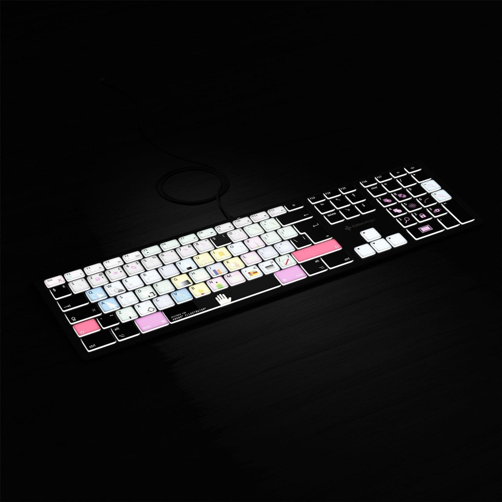 Adobe Illustrator Keyboard - Backlit Mac or PC - Editors Keys