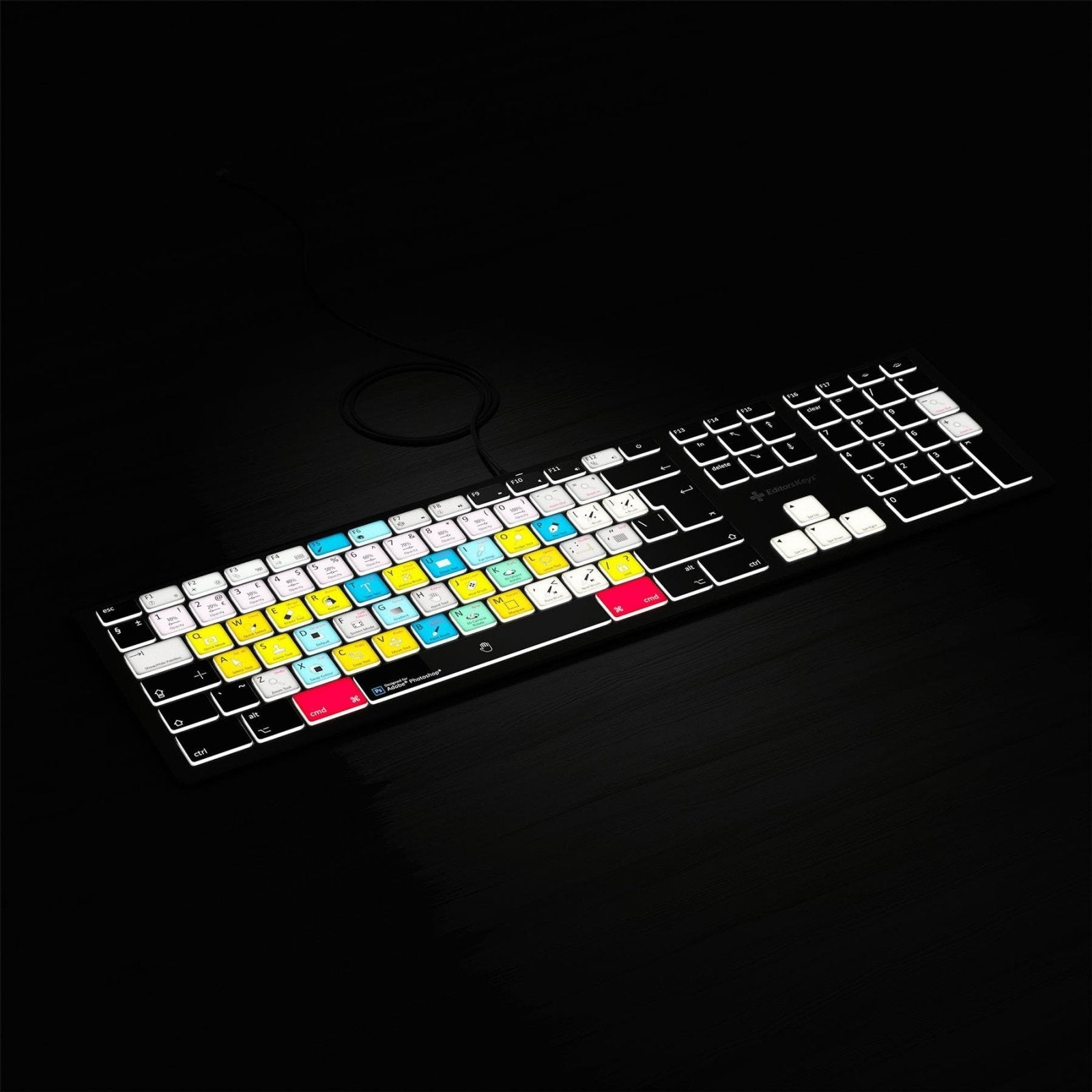 Adobe Photoshop Keyboard - Backlit - For Mac or PC - Editors Keys