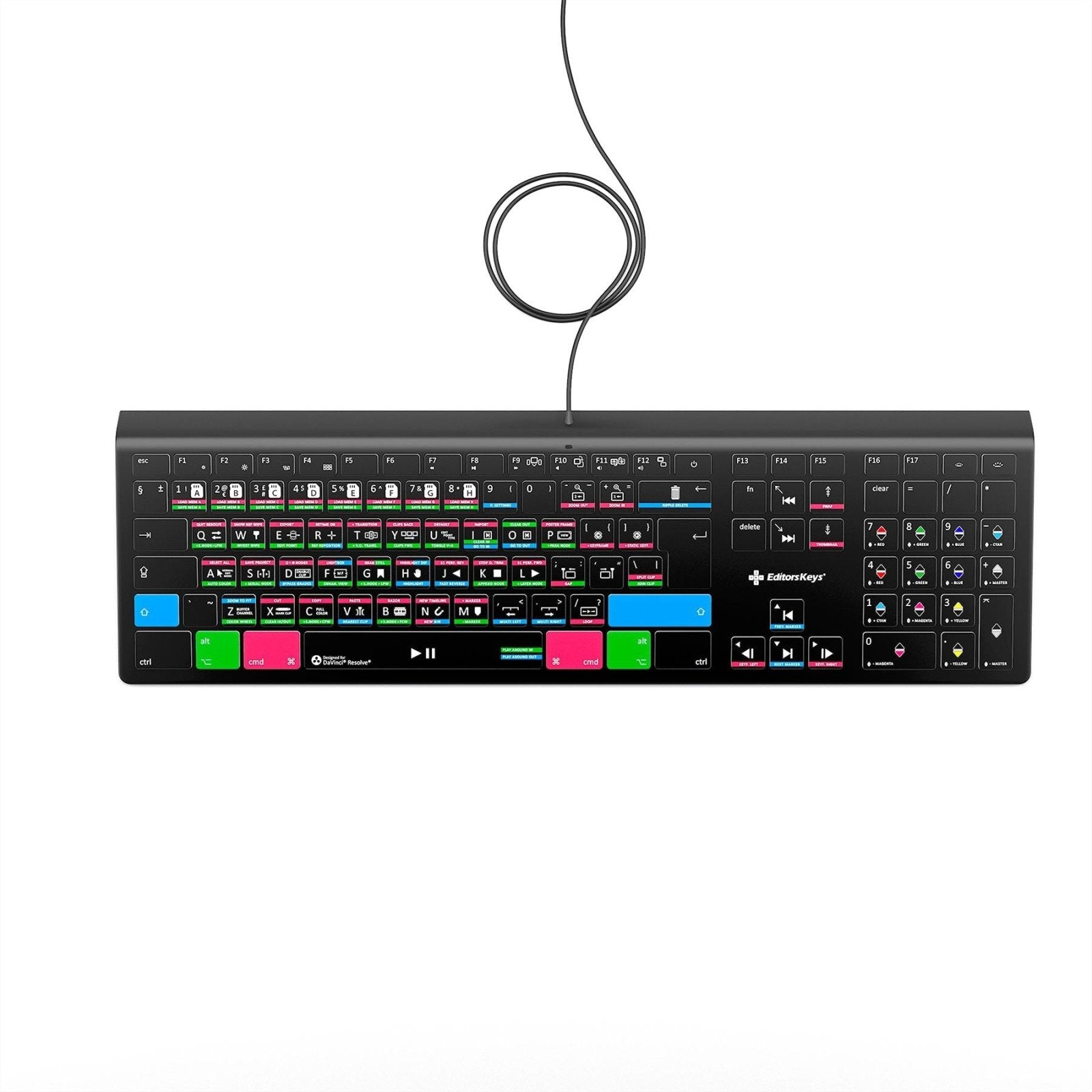 DaVinci Resolve 18 Keyboard - Backlit Mac or PC - Editors Keys