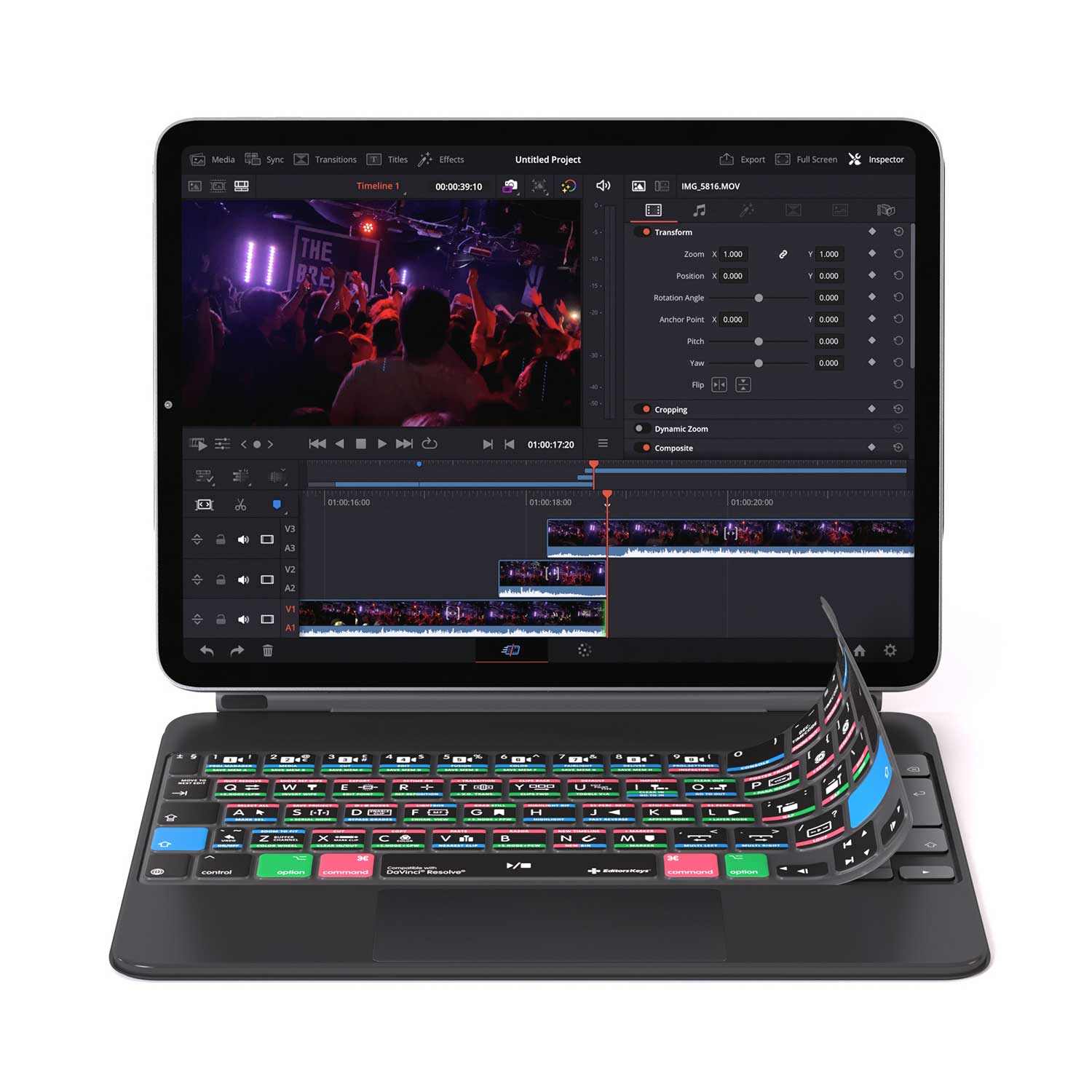 Davinci Resolve Keyboard Cover for iPad Magic Case - Editors Keys