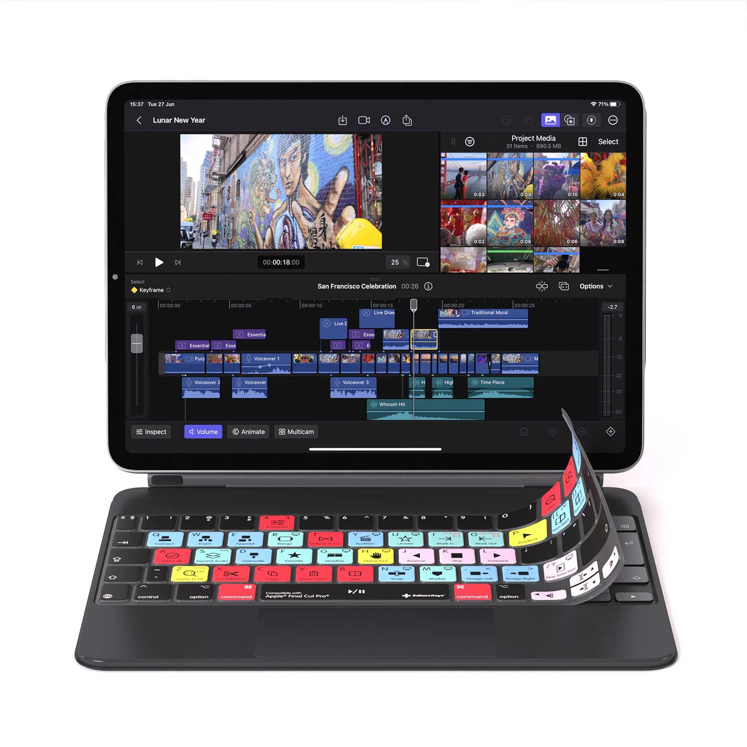 Final Cut Pro Keyboard Cover for iPad Magic Case - Editors Keys
