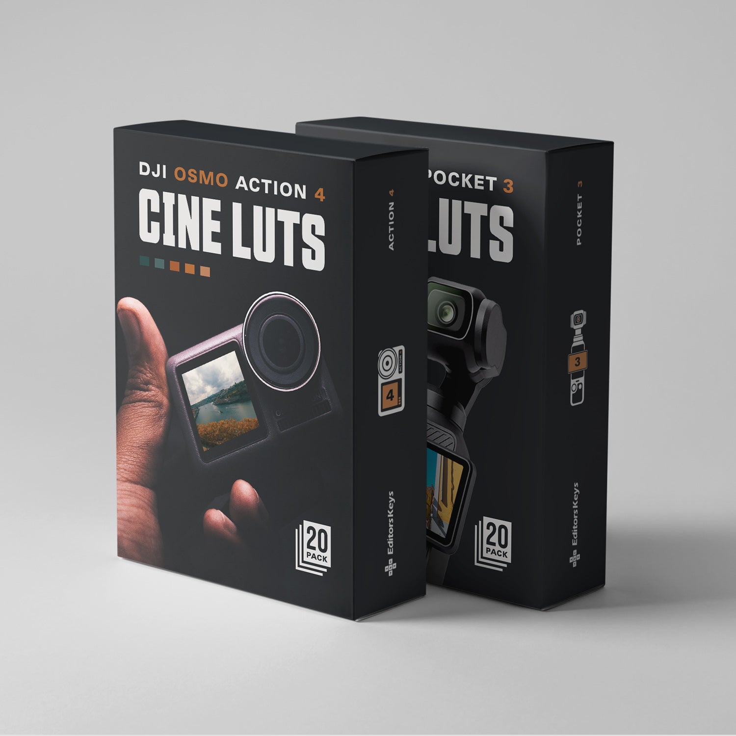 Pocket 3/Action 4 LUTs Cinematic and Moods - 20 Pack - Editors Keys
